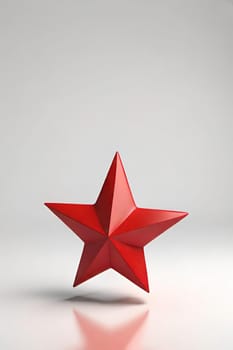 Red stars on a white background. 3d rendering. 3d illustration.Red star on a stand on a gray background. 3d rendering of a red star on a white background with shadow.Christmas decoration.