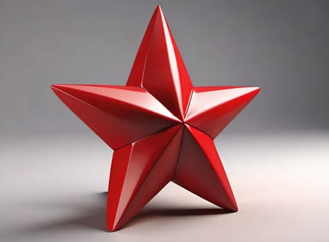 Red stars on a white background. 3d rendering. 3d illustration.Red star on a stand on a gray background. 3d rendering of a red star on a white background with shadow.Christmas decoration.