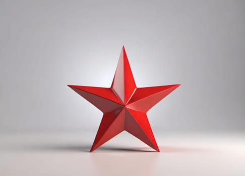 Red stars on a white background. 3d rendering. 3d illustration.Red star on a stand on a gray background. 3d rendering of a red star on a white background with shadow.Christmas decoration.