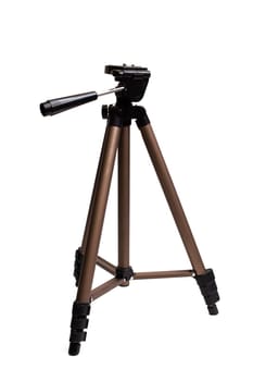 Tripod for the camera close up isolated on a white background