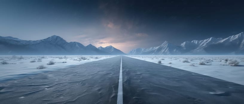 Journey through the Snowy Scottish Highlands: A Scenic Drive on an Empty Road with Beautiful Mountain Views