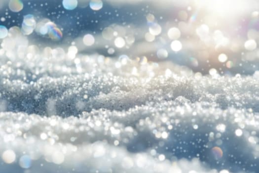 A sparkling snow texture with radiant light reflections, ideal for winter-themed advertisements, holiday backdrops, or festive stationery. Generative AI