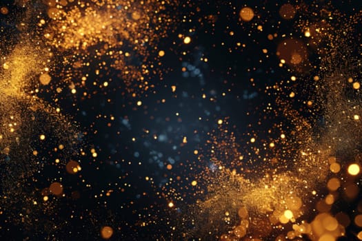 A stunning golden particle explosion, perfect for festive backdrops, glamorous event graphics, or dynamic luxury product advertising. Generative AI