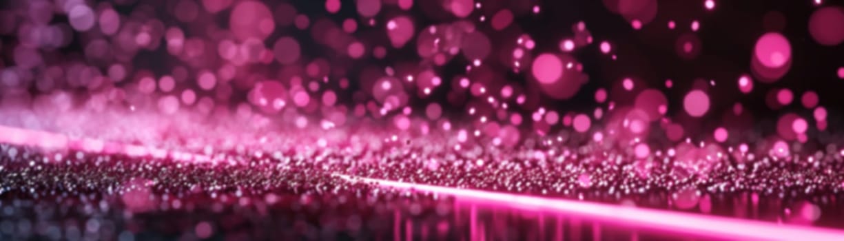 A mesmerizing pink glitter background with soft bokeh, perfect for beauty products, romantic settings, or festive designs. Abstract banner with shiny particles. Generative AI