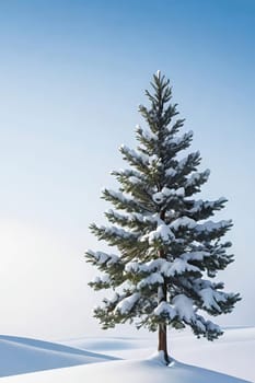 Beautiful winter landscape with frozen tree.Beautiful winter landscape with snow covered tree.Winter landscape with lonely tree.Frosted tree on a hillside in the winter season.