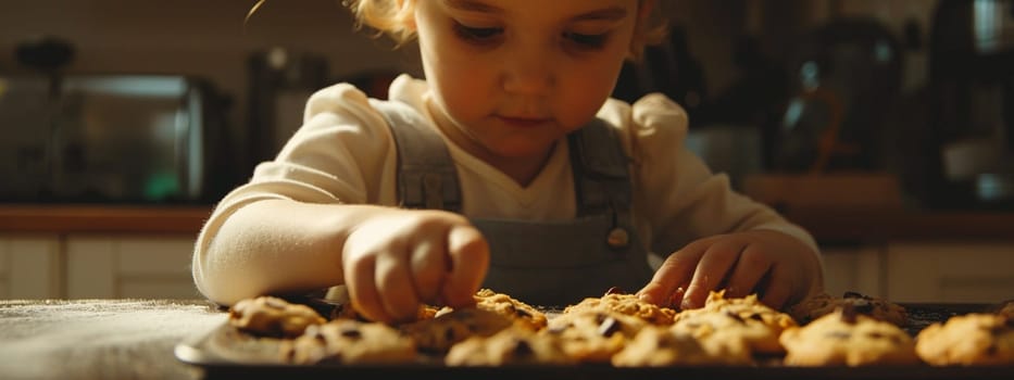 A child makes a cookie. Selective focus. food. Generative AI,