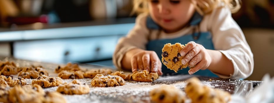 A child makes a cookie. Selective focus. food. Generative AI,