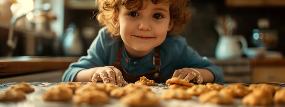 A child makes a cookie. Selective focus. food. Generative AI,