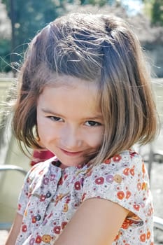 Girl with bob hairstyle smiling