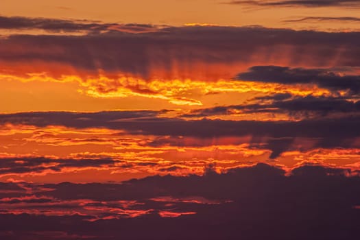 Fantastic sunset on the beach of Cortadura on Cadiz, Spain