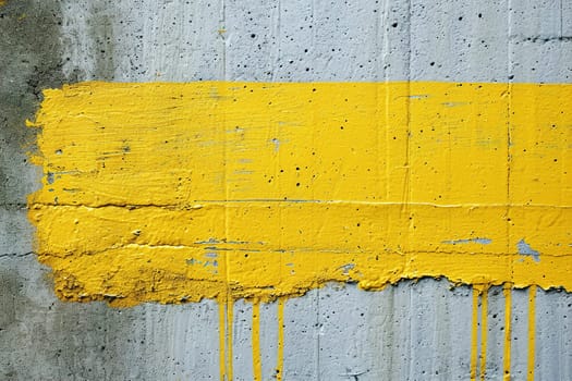 A vivid yellow paint stroke creates a striking rectangular shape on concrete background, providing an ideal space for custom messages or text in ads, promotions, or artistic displays. Generative AI