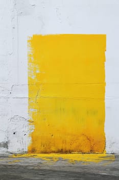 A vivid yellow painted rectangular shape on a white background, providing an ideal space for custom messages or text in ads, promotions, or artistic displays. Vertical picture. Generative AI
