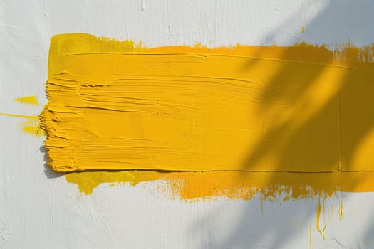 A vivid yellow paint stroke creates a striking rectangular shape on a white background, providing an ideal space for custom messages or text in ads, promotions, or artistic displays. Generative AI