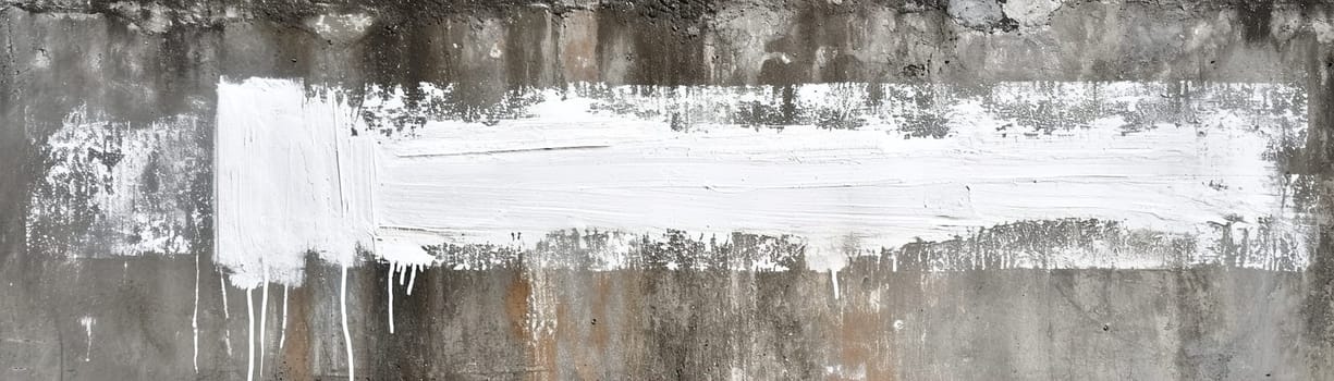 A striking white paint streak on a gritty concrete wall, with dripping details, perfect for urban-themed graphics, text overlays, or as a stark, statement-making backdrop. Banner. Generative AI