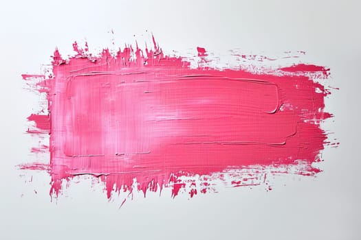 A vivid pink paint stroke creates a striking rectangular shape on a white background, providing an ideal space for custom messages or text in ads, promotions, or artistic displays. Generative AI