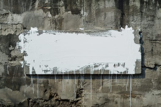 A striking white paint streak on a gritty concrete wall, with dripping details, perfect for urban-themed graphics, text overlays, or as a stark, statement-making backdrop. Generative AI