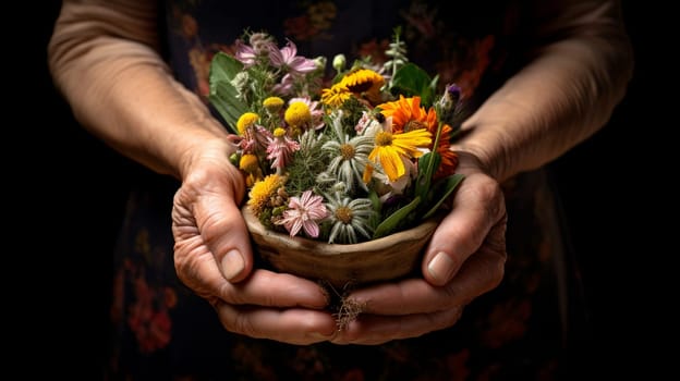 Planting a flower garden, spring summer. Selective focus. nature. Generative AI,