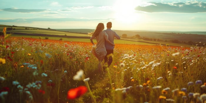 love couple in the beautiful nature scene of pragma