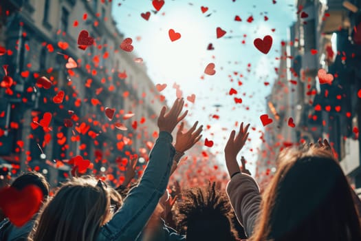 people on the street celebrate valentines day with love and joy pragma