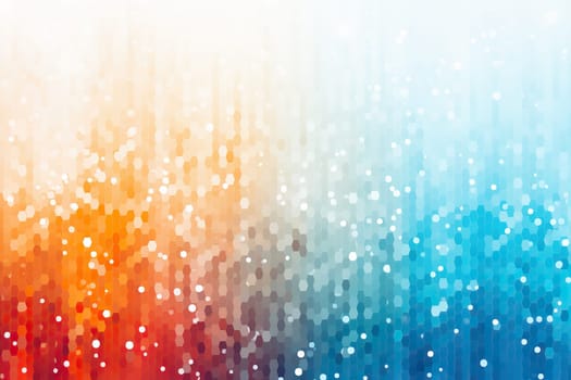 Abstract pixel gradient background in orange and blue tones.