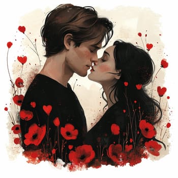 A beautiful drawing of a beloved couple. Valentine's day. High quality illustration