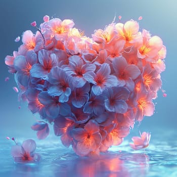 A beautiful heart made of flowers. High quality photo