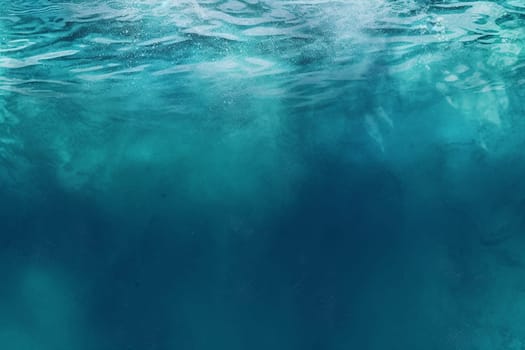 Underwater view of clear blue ocean with light rays.