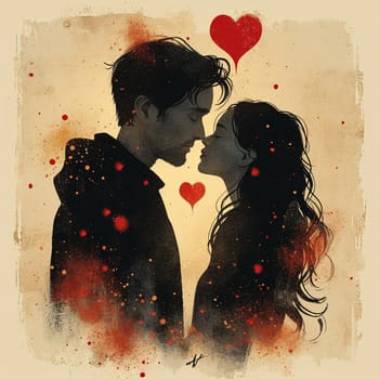 A beautiful drawing of a beloved couple. Valentine's day. High quality illustration