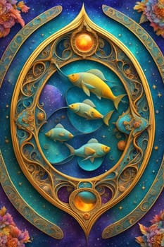 pisces fishes zodiac astral card poster illustration ai art generated