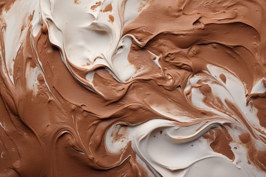 Texture of chocolate and vanilla ice cream together.