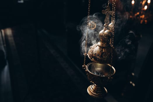 censer in church incense and smoke. High quality photo