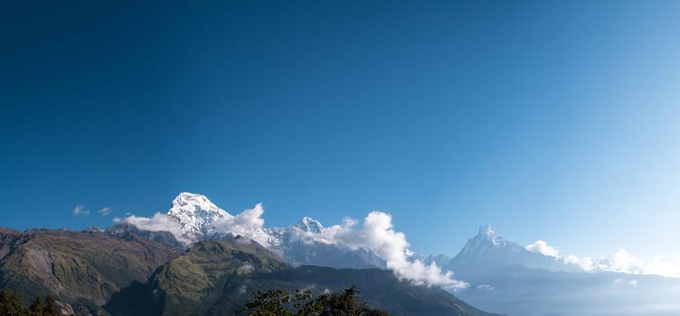 Panoramic view of Annapurna. Himalayas Nepal