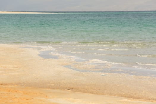 The Dead Sea has a lot of salt. High quality photo