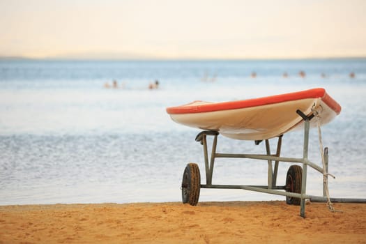 board for swimming on the seashore, background water. High quality photo