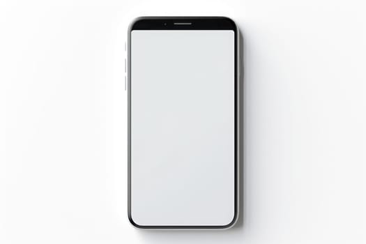 Mobile Phone isolated mockup with white screen isolated on white background. Generative AI.