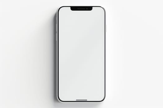 Mobile Phone isolated mockup with white screen isolated on white background. Generative AI.