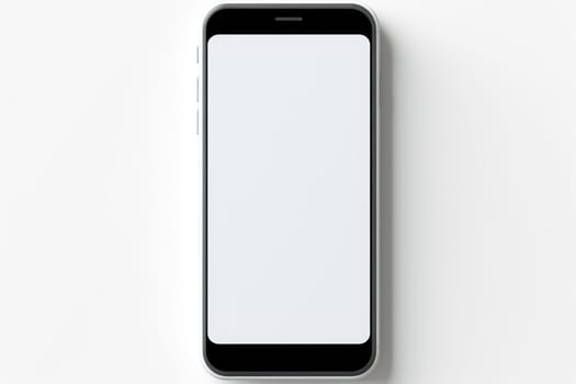 Mobile Phone isolated mockup with white screen isolated on white background. Generative AI.