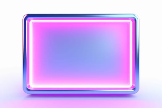 Neon glowing frame with pink and blue lights.