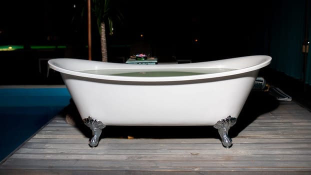 white bathtub outdoor pool. High quality photo