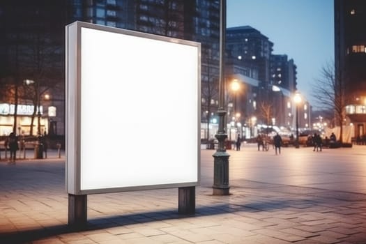 Blank digital signage screen in a public place, ideal for customization. Generative AI.