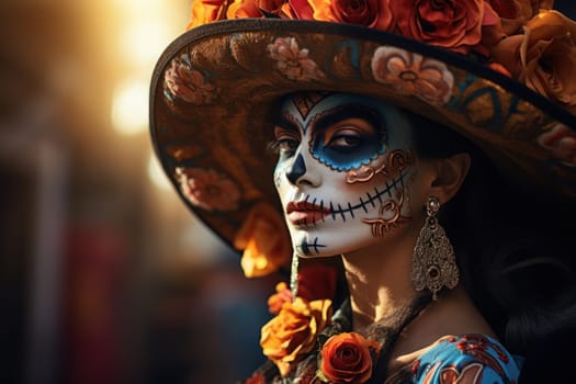 People celebrate the Day of the Dead. Generative AI.