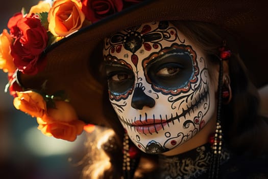 People celebrate the Day of the Dead. Generative AI.