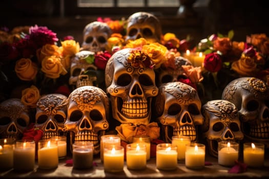 People celebrate the Day of the Dead. Generative AI.