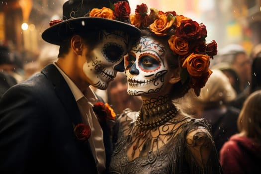 People celebrate the Day of the Dead. Generative AI.