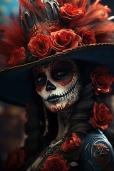 People celebrate the Day of the Dead. Generative AI.