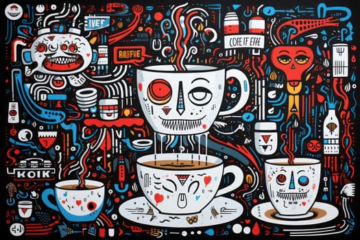 Abstract coffee shop is making coffee black and white in the style of grunge beauty. Generative AI.