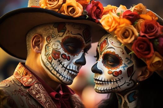 People celebrate the Day of the Dead. Generative AI.