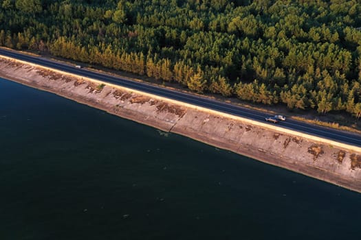 coastal zone on reservoirs, lines. High quality photo