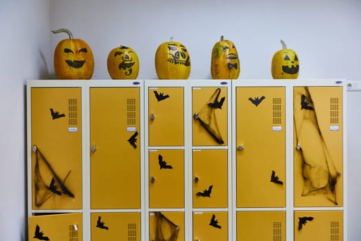 halloween at school, skeleton spider web. High quality photo