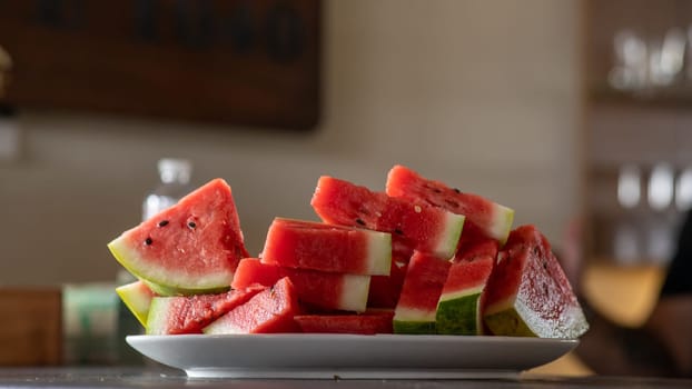 sliced watermelon on a plate. High quality photo